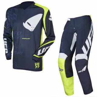 UFO Indium Blue Neon Green Motocross Kit Combo