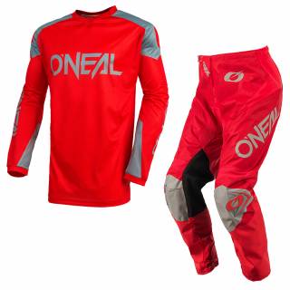 ONeal Matrix Ridewear Red Grey Motocross Kit Combo