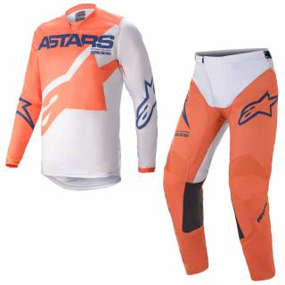 Alpinestars Racer Braap Orange Grey Dark Blue Motocross Kit Combo