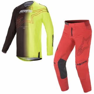 Alpinestars Techstar Phantom Black Yellow Fluo Red Motocross Kit Combo