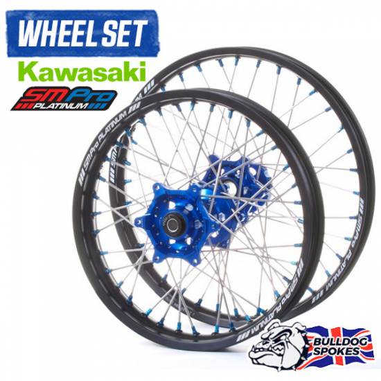 SM Pro Platinum Motocross Wheel Set Kawasaki Blue Black Blue