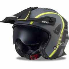 UFO Sheratan Jet Black Grey Open Face Helmet