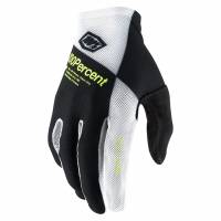 100% Celium Black White Fluo Yellow Motocross Gloves