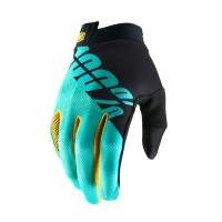 100% iTrack Black Aqua Motocross Gloves