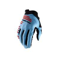 100% R-Core Light Blue Fluo Red Motocross Gloves
