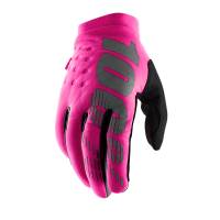 100% Brisker Neon Pink Black Women's Cold Weather Motocross Gloves