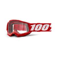 100% Kids Accuri 2 Neon Red Clear Lens Motocross Goggles