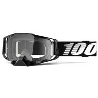 100% Armega Black Essential Clear Lens Motocross Goggles