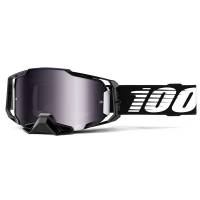 100% Armega Black Essential Silver Mirror Lens Motocross Goggles