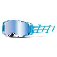 100% Armega Oversized Sky Blue Mirror Lens Motocross Goggles