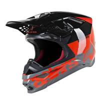 Alpinestars Supertech SM8 Radium Red Fluo Black Mid Grey Motocross Helmet