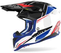 Airoh Aviator 3 Push Blue Red Gloss MX Helmet