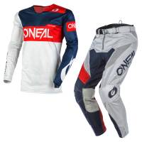 ONeal Airwear Freez Grey Blue Red Motocross Kit Combo