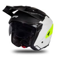 UFO Sheratan White Black Neon Yellow Matt Jet Open Face Helmet