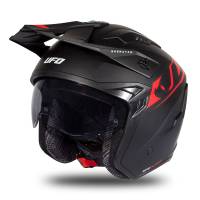 UFO Sheratan Black Red Matt Jet Open Face Helmet