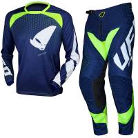 All Sizes UFO Indium Motocross Race Kit Pants and Shirt Combo Blue White 