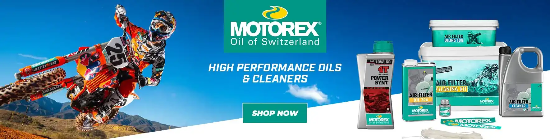Motorex high performance oils and cleaners for motocross